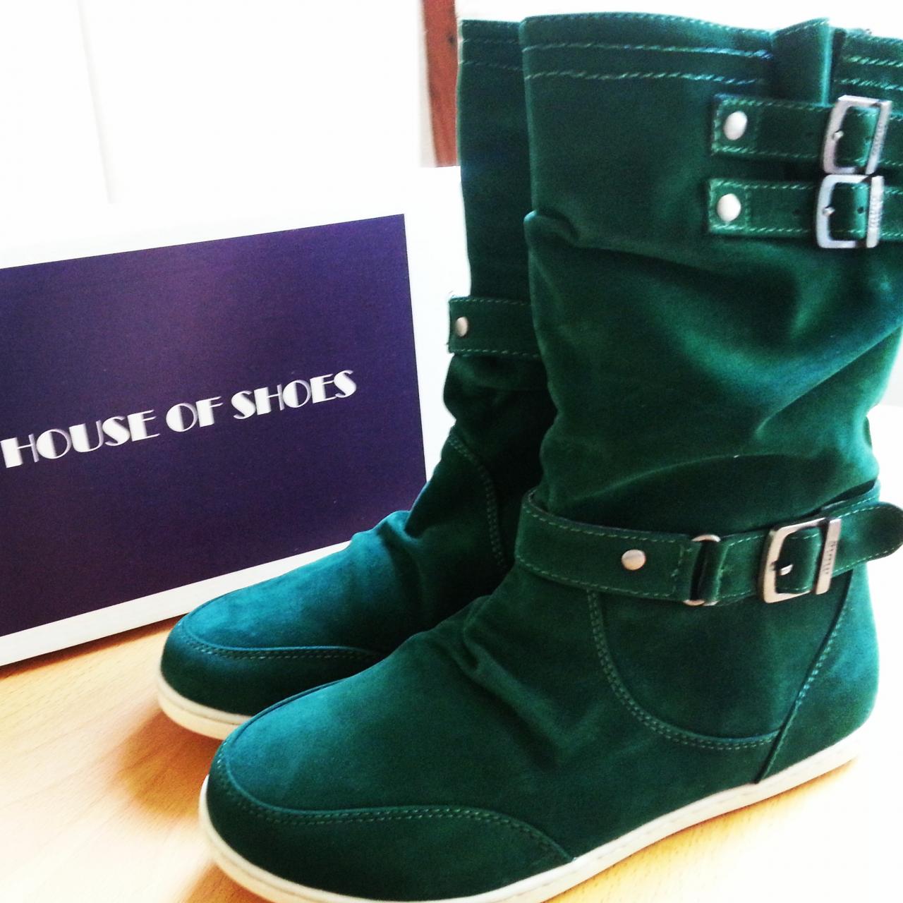 Emerald Green Boots With Buckles Size 5 US on Luulla
